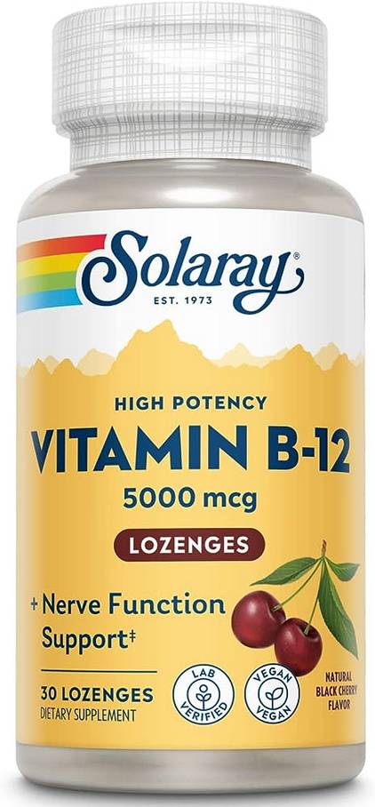 Solaray: Vitamin B-12 Sublingual Lozenge with Methylcobalamin 30ct 5000mcg