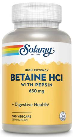 Solaray: High Potency HCl with Pepsin 100ct - 650mg