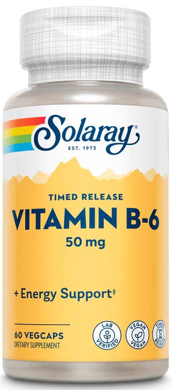 Solaray: Vitamin B-6 50mg Timed Release 60 Vegetarian Caps two-stage TR