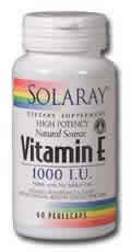 E-1000 d-Alpha Tocopherol 60ct 1000IU from Solaray