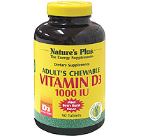 Adult's Vitamin D3 1000 IU Chewable 90 Chewables from Natures Plus