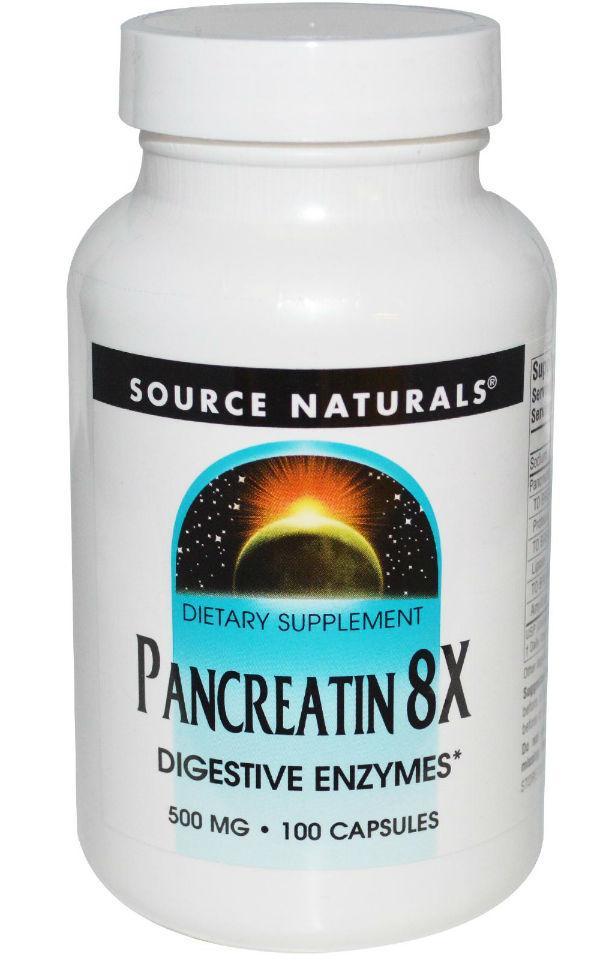 Pancreatin 8X 500mg 100 caps from Source Naturals